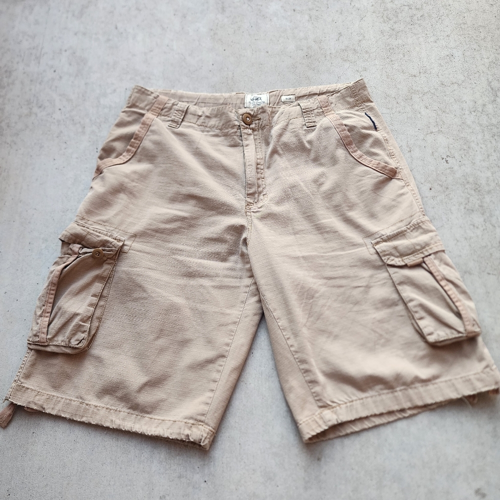 Ecko Unltd. Cargo Lightweight Baggy Tan Shorts, Y2K‎ Grunge, Size 34